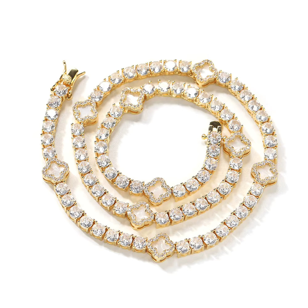 WHITE CLOVER TENNIS NECKLACE & BRACELET