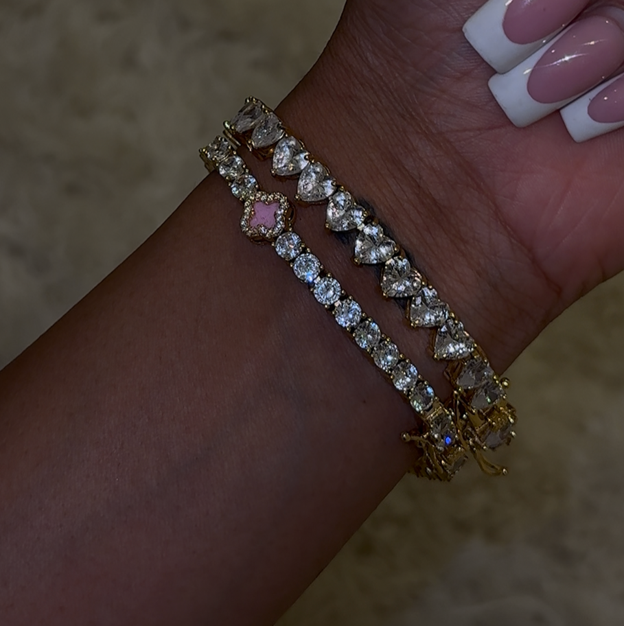 PINK CLOVER TENNIS BRACELET