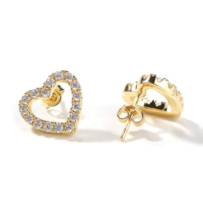 GOLD HEART SHAPED DIAMOND EARRINGS