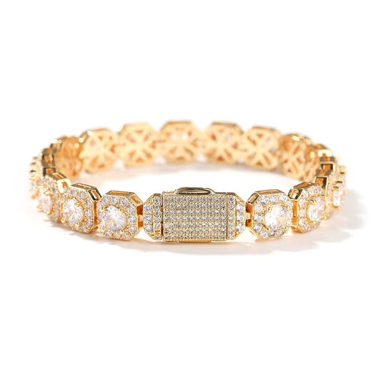 SQUARE ROUND CLUSTER TENNIS BRACELET