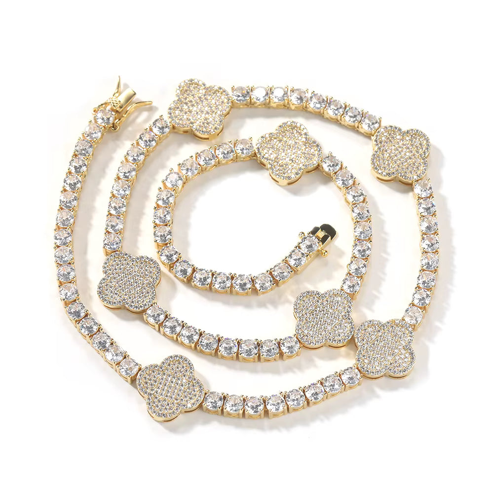 ICED OUT CLOVER NECKLACE