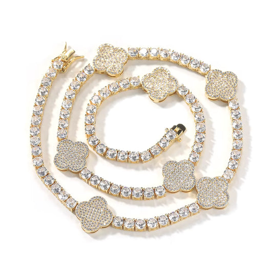 ICED OUT CLOVER NECKLACE