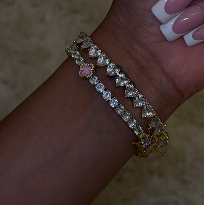 PINK CLOVER TENNIS BRACELET