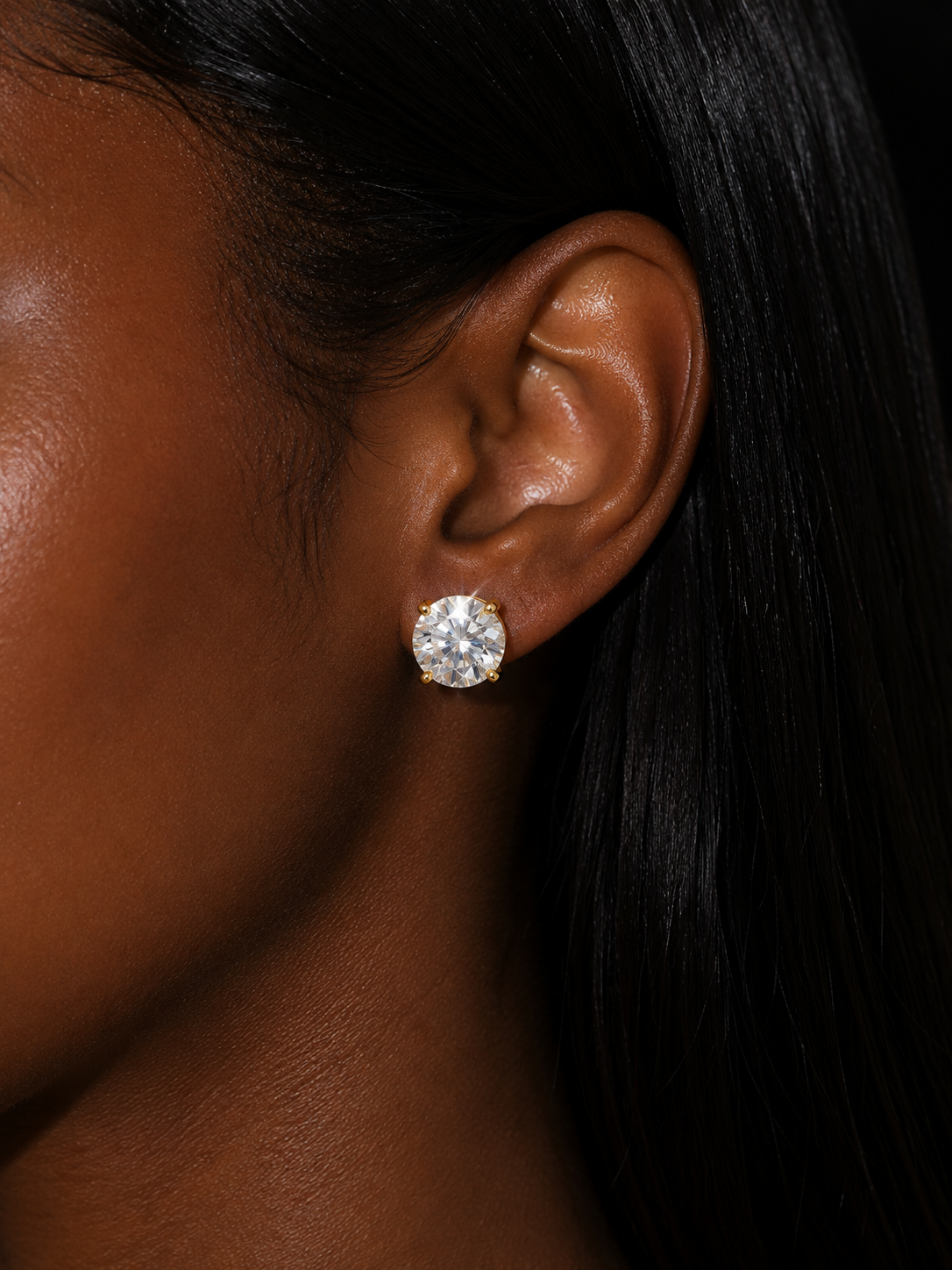 DIAMOND ROUND STUD EARRINGS