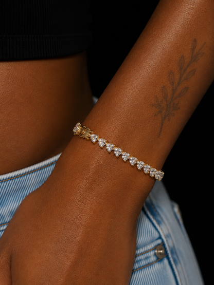 GOLD HEARTS TENNIS BRACELET