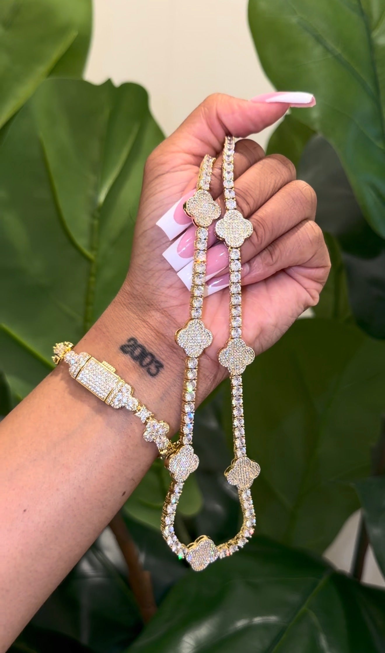 ICED OUT CLOVER NECKLACE