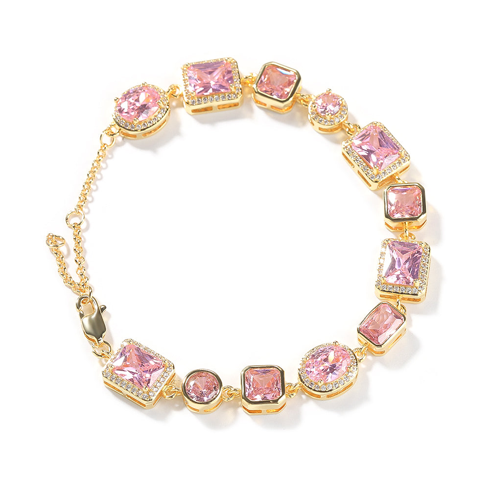 PINK & GOLD GEMSTONE BRACELET