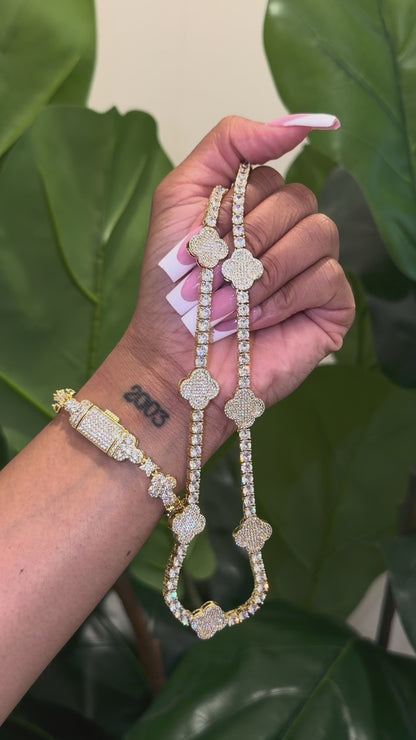 ICED OUT CLOVER NECKLACE