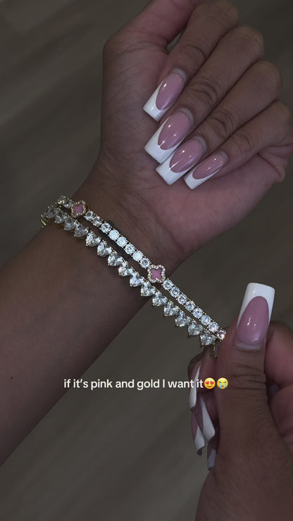 PINK CLOVER TENNIS BRACELET